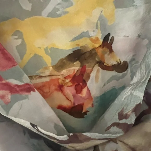 Jumpsuit Horse Print Watercolor, Sz M, Cotton&Silk, Exquisite Drape by Ainsley - Picture 11 of 11